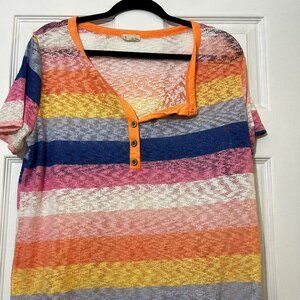 BiBi Short Sleeve Multi Color Top